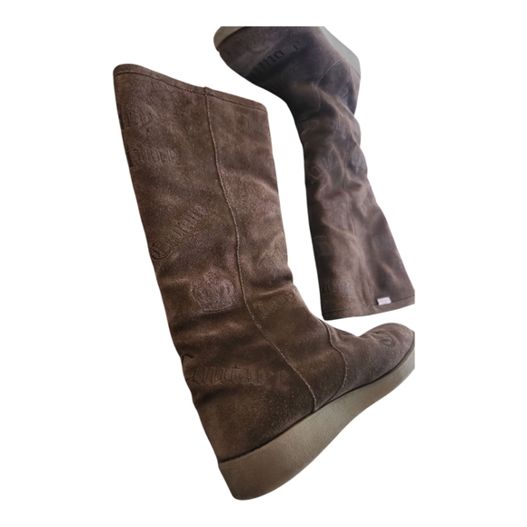 Juicy Couture Brown Suede Logo Embossed Tall Boots 7.5 - Picture 6 of 11